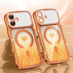 Wavy Frame Star Diamond Electroplate TPU Glitter Heart Magnetic Phone Case, For iPhone 17 Pro Max, For iPhone 17 Pro, For iPhone 17, For iPhone 16 Pro Max, For iPhone 16 Pro, For iPhone 16