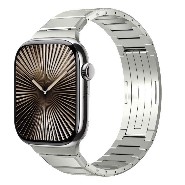 Ein Perlen Faltverschluss Metall Titanlegierung Uhrenarmband, Für Apple Watch 46mm / 49mm / 45mm / 44mm, Für Apple Watch 42mm / 41mm / 40mm / 38mm