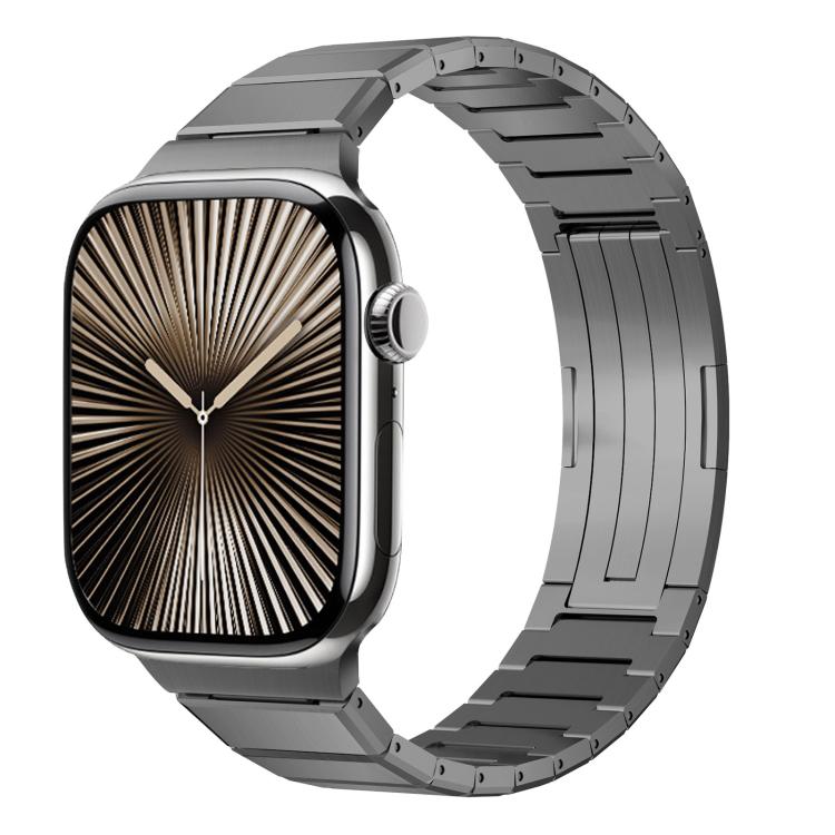 Ein Perlen Faltverschluss Metall Titanlegierung Uhrenarmband, Für Apple Watch 46mm / 49mm / 45mm / 44mm, Für Apple Watch 42mm / 41mm / 40mm / 38mm