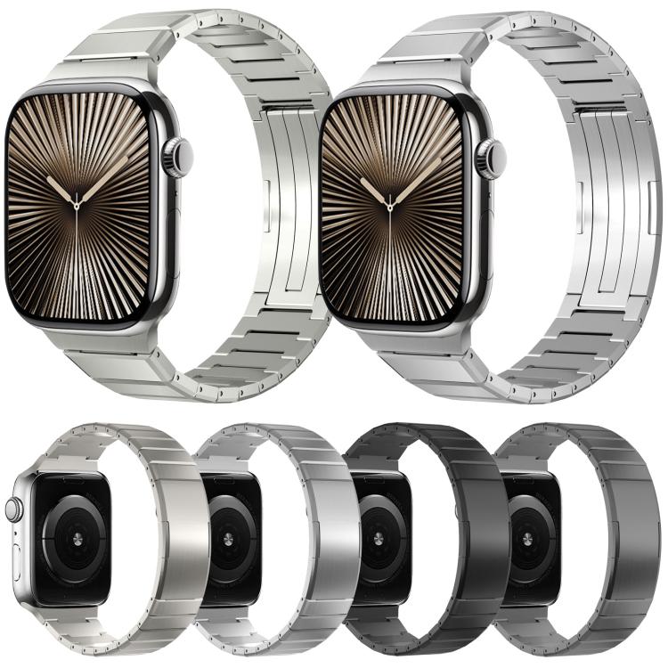 Ein Perlen Faltverschluss Metall Titanlegierung Uhrenarmband, Für Apple Watch 46mm / 49mm / 45mm / 44mm, Für Apple Watch 42mm / 41mm / 40mm / 38mm