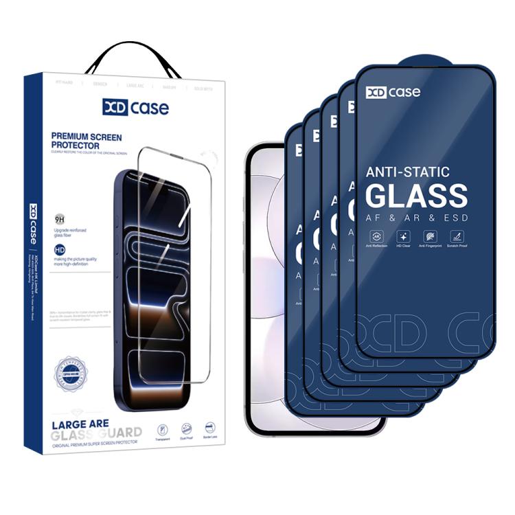 XDcase 5 Stück / Packung Siebdruck HD gehärtete Glasfolie, Für iPhone 17e / 16e, Für iPhone 17 Pro Max, Für iPhone 17 Pro, Für iPhone 17, Für iPhone Air, Für iPhone 16 Pro Max, Für iPhone 16 Pro, Für iPhone 16 Plus, Für iPhone 16