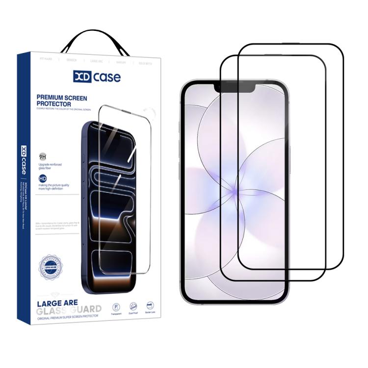 XDcase 2 Stück / Packung Siebdruck HD gehärtete Glasfolie, Für iPhone 17e / 16e, Für iPhone 17 Pro Max, Für iPhone 17 Pro, Für iPhone 17, Für iPhone Air, Für iPhone 16 Pro Max, Für iPhone 16 Pro, Für iPhone 16 Plus, Für iPhone 16