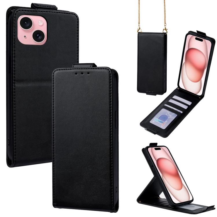 Vertikale Klapphülle Einfarbig Veganes Leder Handyhülle mit Umhängekette, Für iPhone 15, Für iPhone 14 Plus, Für iPhone 14, Für iPhone 14 Pro, Für iPhone 14 Pro Max, Für iPhone 13 Pro Max, Für iPhone 13 Pro, Für iPhone 13, Für iPhone 13 mini