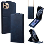 Vertikale Klapphülle Einfarbig Veganes Leder Handyhülle mit Umhängekette, Für iPhone 11 Pro Max, Für iPhone 11, Für iPhone 11 Pro