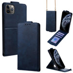 Vertikale Klapphülle Einfarbig Veganes Leder Handyhülle mit Umhängekette, Für iPhone 11 Pro Max, Für iPhone 11, Für iPhone 11 Pro