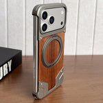Armor Walnussholz Metall Rahmenloser 360-Grad-Drehhalter Magnetische Handyhülle, Für iPhone 17 Pro Max, Für iPhone 17 Pro