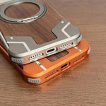 Armor Walnussholz Metall Rahmenloser 360-Grad-Drehhalter Magnetische Handyhülle, Für iPhone 17 Pro Max, Für iPhone 17 Pro