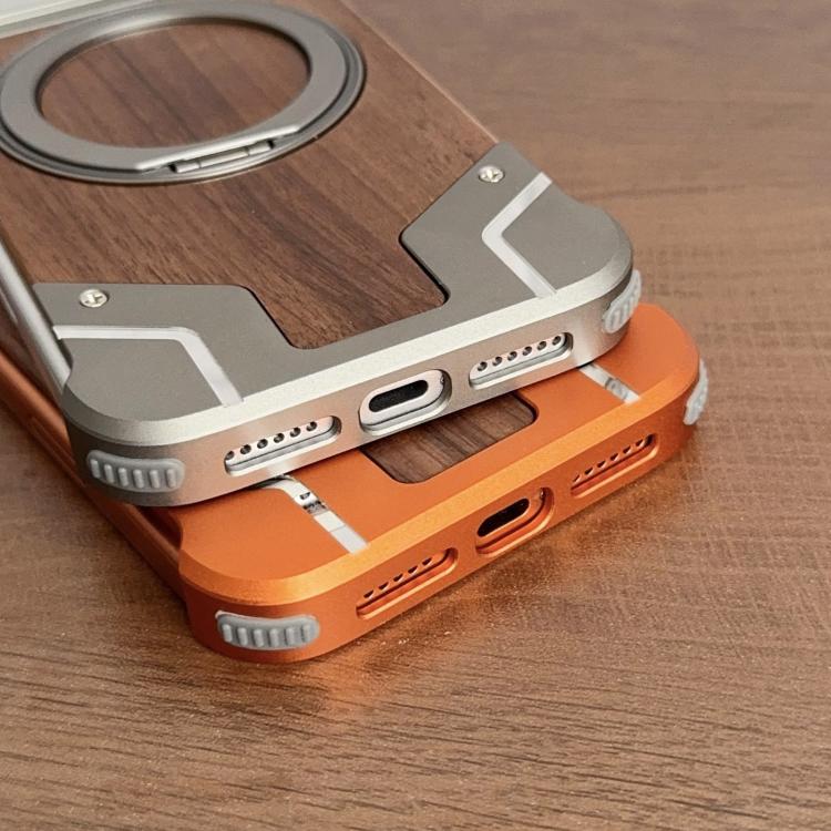 Armor Walnussholz Metall Rahmenloser 360-Grad-Drehhalter Magnetische Handyhülle, Für iPhone 17 Pro Max, Für iPhone 17 Pro