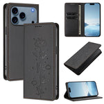 Niedliche Katzen Prägung Magnetische RFID Vegane Leder Handyhülle, Für iPhone 17e / 16e, Für iPhone 17 Pro Max, Für iPhone 17 Pro, Für iPhone 17