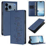 Niedliche Katzen Prägung Magnetische RFID Vegane Leder Handyhülle, Für iPhone 17e / 16e, Für iPhone 17 Pro Max, Für iPhone 17 Pro, Für iPhone 17