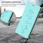 Niedliche Katzen Prägung Magnetische RFID Vegane Leder Handyhülle, Für iPhone Air, Für iPhone 16 Pro Max, Für iPhone 16 Pro, Für iPhone 16 Plus