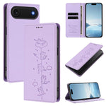 Niedliche Katzen Prägung Magnetische RFID Vegane Leder Handyhülle, Für iPhone Air, Für iPhone 16 Pro Max, Für iPhone 16 Pro, Für iPhone 16 Plus