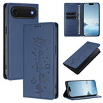Niedliche Katzen Prägung Magnetische RFID Vegane Leder Handyhülle, Für iPhone Air, Für iPhone 16 Pro Max, Für iPhone 16 Pro, Für iPhone 16 Plus