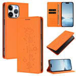 Niedliche Katzen Prägung Magnetische RFID Vegane Leder Handyhülle, Für iPhone Air, Für iPhone 16 Pro Max, Für iPhone 16 Pro, Für iPhone 16 Plus
