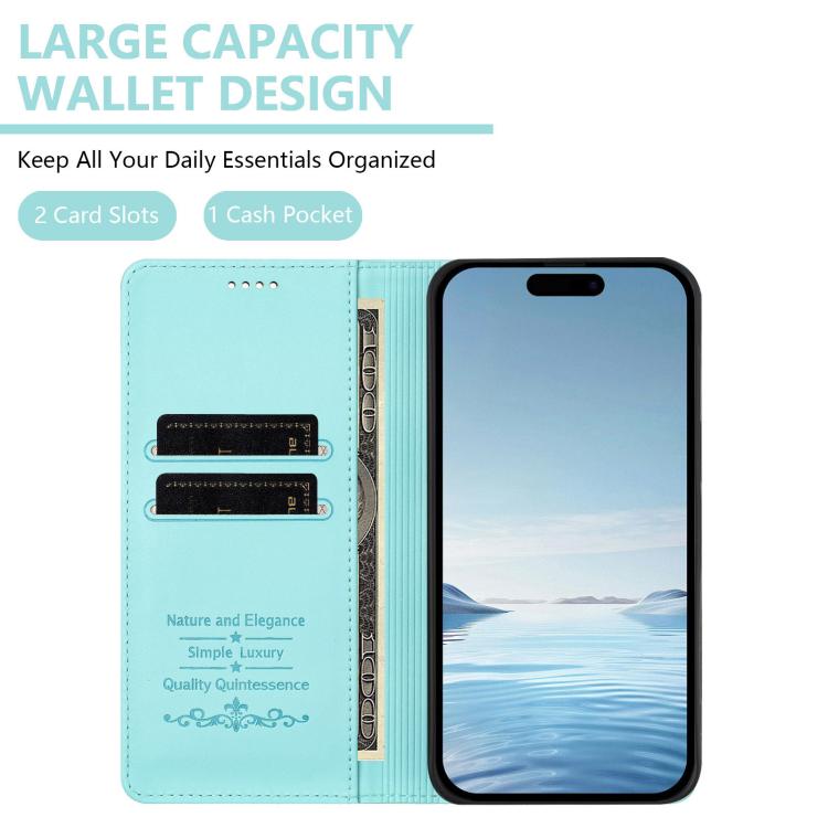 Niedliche Katzen Prägung Magnetische RFID Vegane Leder Handyhülle, Für iPhone 17e / 16e, Für iPhone 17 Pro Max, Für iPhone 17 Pro, Für iPhone 17