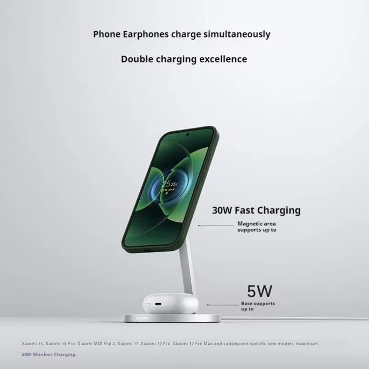Original Xiaomi 30W 2-in-1 Magnetisches Kabelloses Ladegerät für Mobiltelefone und Kopfhörer
