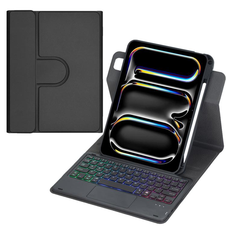 360-Grad-Drehung Hintergrundbeleuchtete Bluetooth-Tastatur Leder Tablet-Hülle mit Touchpad, Für iPad Pro 11 2025 / 2024, Für iPad 2025 / 2022, Für iPad Air 11 2025 / iPad Pro 11 2022, Für iPad 10.2 2021 / 2019 / iPad Air 3