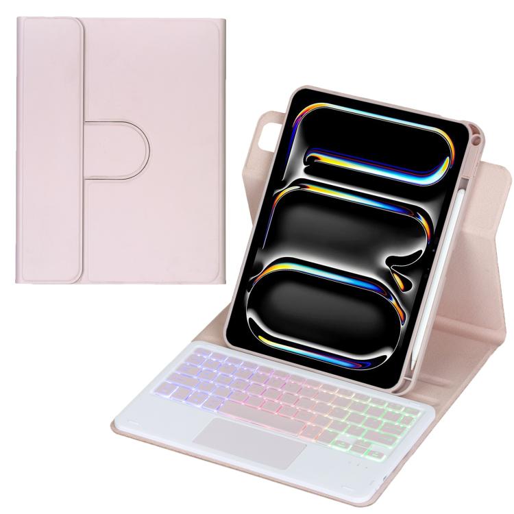 360-Grad-Drehung Hintergrundbeleuchtete Bluetooth-Tastatur Leder Tablet-Hülle mit Touchpad, Für iPad Pro 11 2025 / 2024, Für iPad 2025 / 2022, Für iPad Air 11 2025 / iPad Pro 11 2022, Für iPad 10.2 2021 / 2019 / iPad Air 3