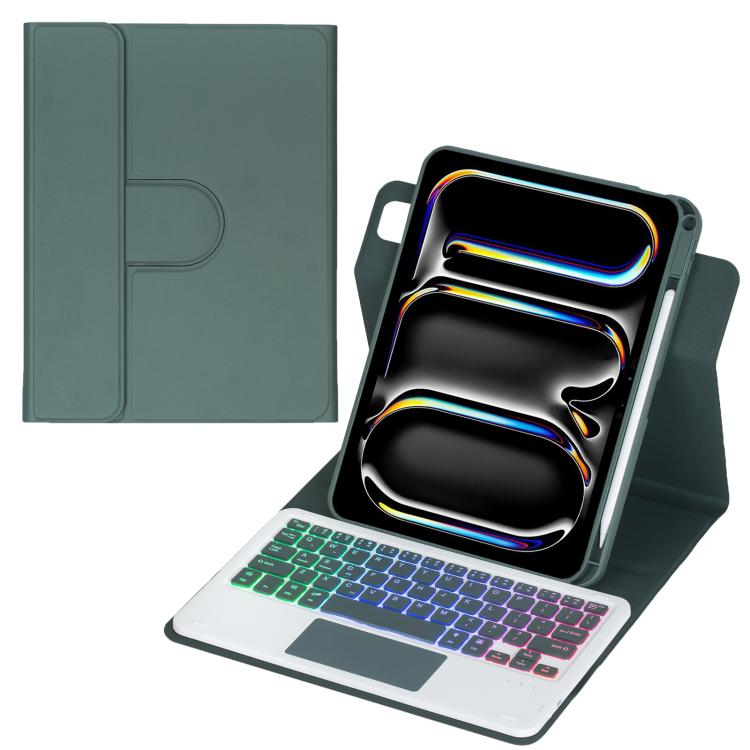 360-Grad-Drehung Hintergrundbeleuchtete Bluetooth-Tastatur Leder Tablet-Hülle mit Touchpad, Für iPad Pro 11 2025 / 2024, Für iPad 2025 / 2022, Für iPad Air 11 2025 / iPad Pro 11 2022, Für iPad 10.2 2021 / 2019 / iPad Air 3