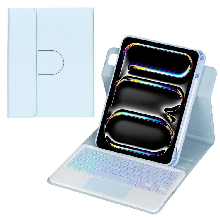 360-Grad-Drehung Hintergrundbeleuchtete Bluetooth-Tastatur Leder Tablet-Hülle mit Touchpad, Für iPad Pro 11 2025 / 2024, Für iPad 2025 / 2022, Für iPad Air 11 2025 / iPad Pro 11 2022, Für iPad 10.2 2021 / 2019 / iPad Air 3
