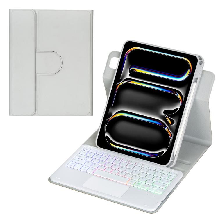 360-Grad-Drehung Hintergrundbeleuchtete Bluetooth-Tastatur Leder Tablet-Hülle mit Touchpad, Für iPad Pro 11 2025 / 2024, Für iPad 2025 / 2022, Für iPad Air 11 2025 / iPad Pro 11 2022, Für iPad 10.2 2021 / 2019 / iPad Air 3