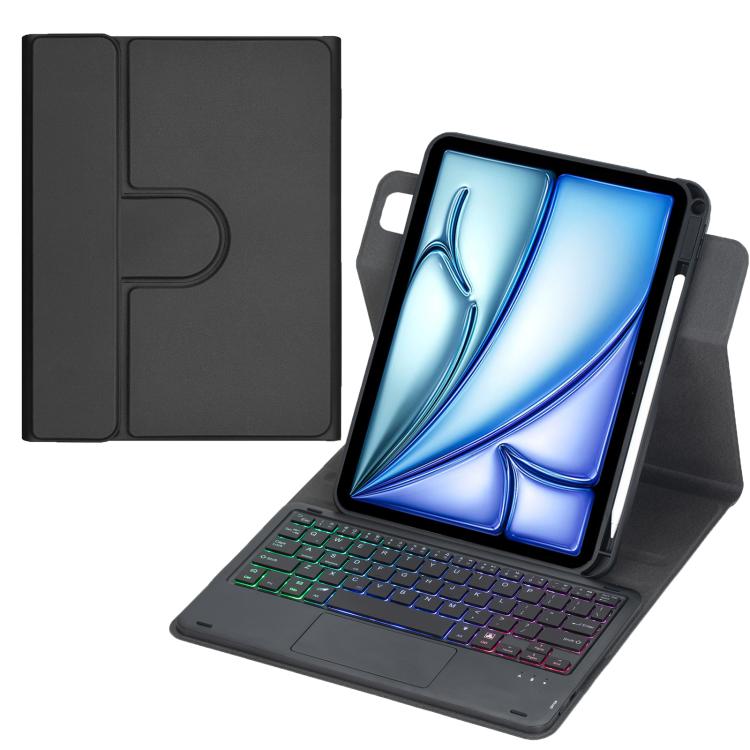 360-Grad-Drehung Hintergrundbeleuchtete Bluetooth-Tastatur Leder Tablet-Hülle mit Touchpad, Für iPad Pro 11 2025 / 2024, Für iPad 2025 / 2022, Für iPad Air 11 2025 / iPad Pro 11 2022, Für iPad 10.2 2021 / 2019 / iPad Air 3