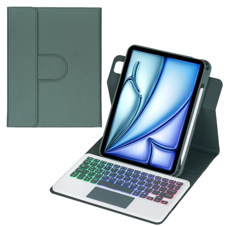 360-Grad-Drehung Hintergrundbeleuchtete Bluetooth-Tastatur Leder Tablet-Hülle mit Touchpad, Für iPad Pro 11 2025 / 2024, Für iPad 2025 / 2022, Für iPad Air 11 2025 / iPad Pro 11 2022, Für iPad 10.2 2021 / 2019 / iPad Air 3