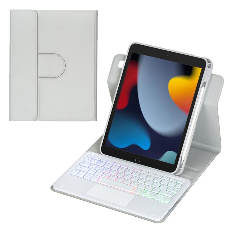 360-Grad-Drehung Hintergrundbeleuchtete Bluetooth-Tastatur Leder Tablet-Hülle mit Touchpad, Für iPad Pro 11 2025 / 2024, Für iPad 2025 / 2022, Für iPad Air 11 2025 / iPad Pro 11 2022, Für iPad 10.2 2021 / 2019 / iPad Air 3