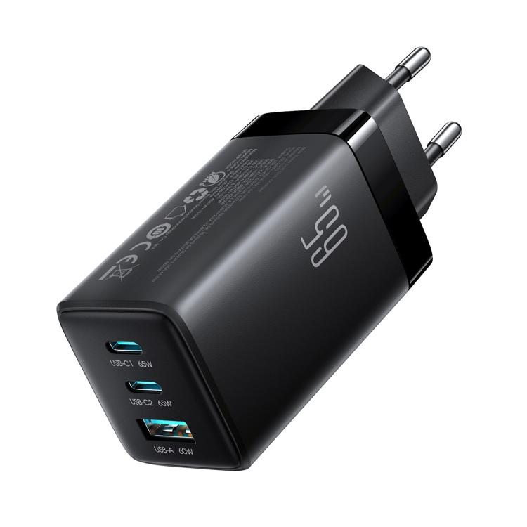JOYROOM JR-TG10 65W GaN Dual Type-C, USB 3-Port Ladegerät mit Type-C-zu-Type-C-Kabel, EU-Stecker, UK-Stecker
