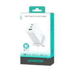 JOYROOM JR-TG10 65W GaN Dual Type-C, USB 3-Port Ladegerät mit Type-C-zu-8-Pin-Kabel, EU-Stecker, UK-Stecker