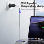JOYROOM JR-TG10 65W GaN Dual Type-C, USB 3-Port Ladegerät mit Type-C-zu-8-Pin-Kabel, EU-Stecker, UK-Stecker