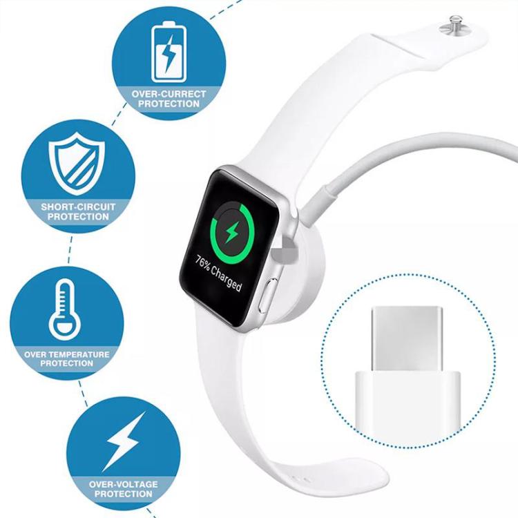 xDfind Für Apple Watch Smartwatch Silikon-Ladehalter und Type-C-Ladegerät Set, Silikon+Type-C (Weiß), Silikon+Type-C (Schwarz)