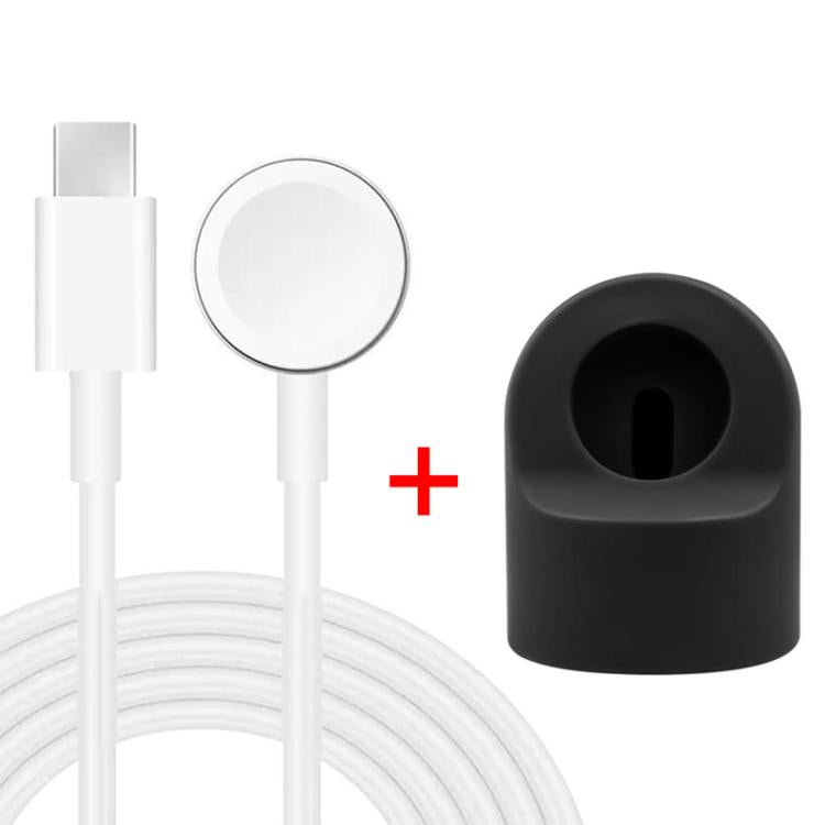 xDfind Für Apple Watch Smartwatch Silikon-Ladehalter und Type-C-Ladegerät Set, Silikon+Type-C (Weiß), Silikon+Type-C (Schwarz)