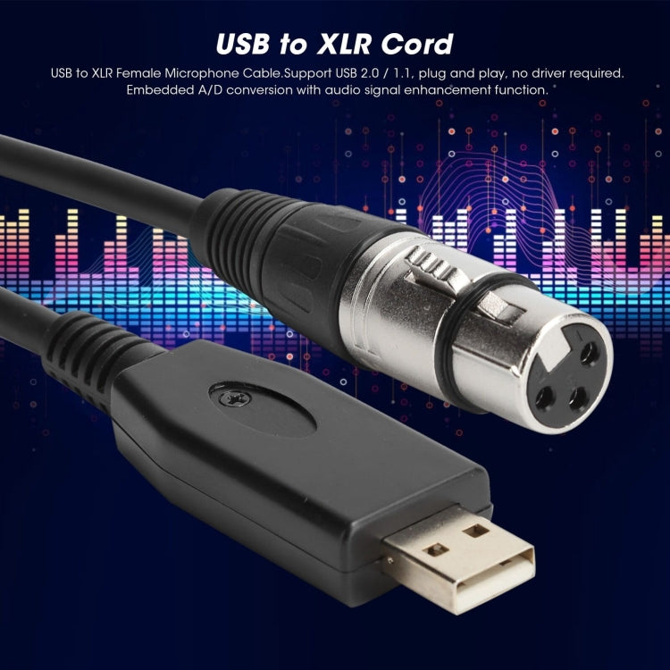 US18 USB zu XLR Buchse Mikrofon-Aufnahmekabel, 2m, 3m