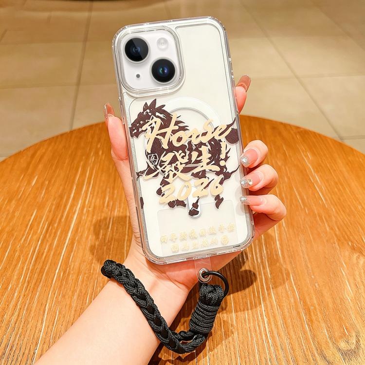 Jahres des Pferdes Acryl Magnetische Vollabdeckung Handyhülle mit Trageschlaufe, für iPhone 13, für iPhone 12, für iPhone 12 Pro Max, für iPhone 12 Pro