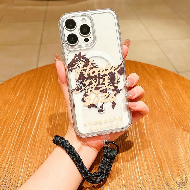 Jahres des Pferdes Acryl Magnetische Vollabdeckung Handyhülle mit Trageschlaufe, für iPhone 13, für iPhone 12, für iPhone 12 Pro Max, für iPhone 12 Pro