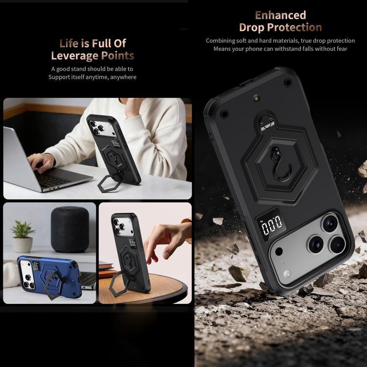 Hexagon Armor Magnetic Holder Weighing Scale Phone Case, For iPhone 17 Pro Max, For iPhone 17 Pro, For iPhone 17, For iPhone Air, For iPhone 16 Pro Max, For iPhone 16 Pro