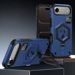 Hexagon Armor Magnetic Holder Weighing Scale Phone Case, For iPhone 17 Pro Max, For iPhone 17 Pro, For iPhone 17, For iPhone Air, For iPhone 16 Pro Max, For iPhone 16 Pro