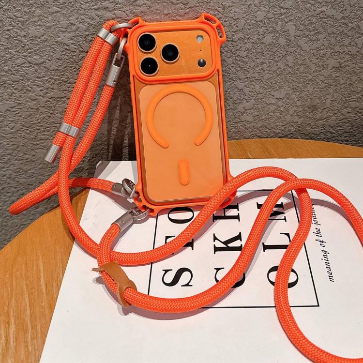 Drohnen-Stil Vier-Ecken Stoßfeste Magnetische Acryl-Handyhülle mit Langem und Kurzem Trageschlaufe, Für iPhone 17 Pro Max, Für iPhone 17 Pro, Für iPhone 17, Für iPhone 16 Pro Max, Für iPhone 16 Pro, Für iPhone 16 Plus, Für iPhone 16, Für iPhone 15 Pro Max