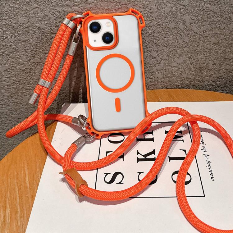 Drohnen-Stil Vier-Ecken Stoßfeste Magnetische Acryl-Handyhülle mit Langem und Kurzem Trageschlaufe, Für iPhone 14, Für iPhone 14 Pro, Für iPhone 14 Pro Max, Für iPhone 13 Pro Max, Für iPhone 13 Pro, Für iPhone 13, Für iPhone 12, Für iPhone 12 Pro Max