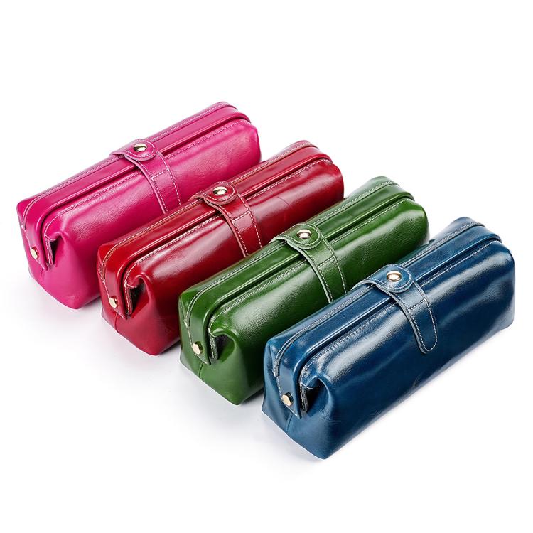 Kulturtasche aus geöltem Wachsleder für Toilettenartikel und Kosmetikwerkzeuge
