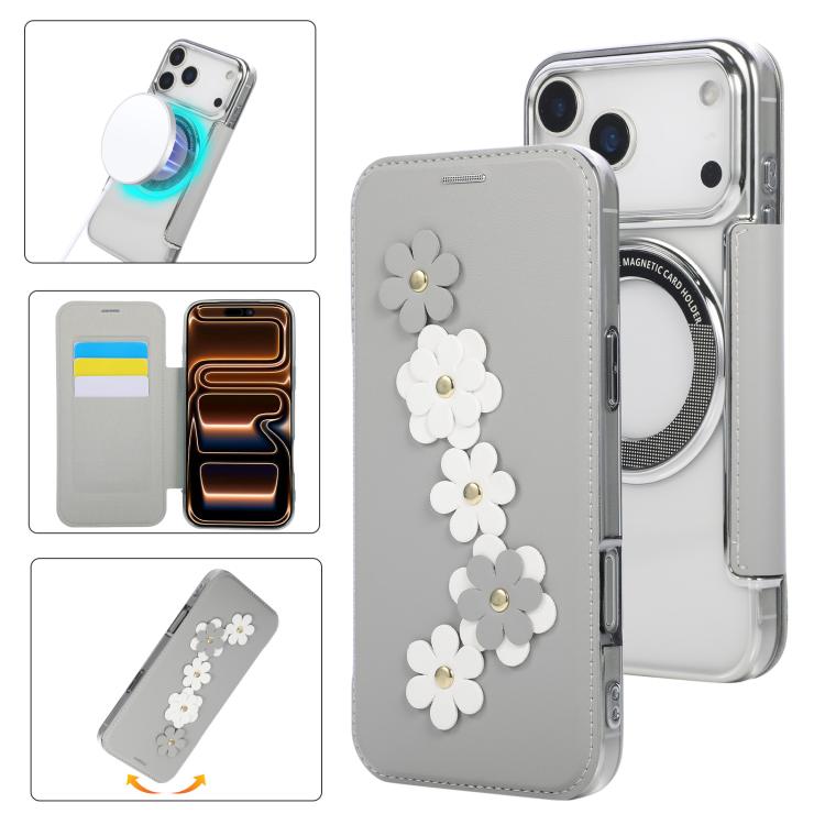 Floraler Magnetischer Elektroplattierter Kartenhalter Vegane Leder-Handyhülle, Für iPhone 17 Pro Max, Für iPhone 17 Pro, Für iPhone 17, Für iPhone Air, Für iPhone 16 Pro Max, Für iPhone 16 Pro, Für iPhone 16 Plus, Für iPhone 16, Für iPhone 15 Pro Max