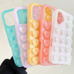 Love Heart Suction Cup Translucent Glitter Phone Case, For iPhone 14, For iPhone 14 Pro Max, For iPhone 13