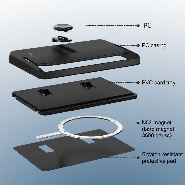XDcase Seitlich drückbarer magnetischer 3-Kartenhalter für iPhone / Galaxy & mehr