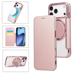 Ultradünner Drehbarer Halter Magnetische Beschichtung Vegane Leder Handyhülle, Für iPhone 17e / 16e, Für iPhone 17 Pro Max, Für iPhone 17 Pro, Für iPhone 17, Für iPhone Air, Für iPhone 16 Pro Max