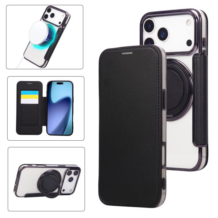Ultradünner Drehbarer Halter Magnetische Beschichtung Vegane Leder Handyhülle, Für iPhone 17e / 16e, Für iPhone 17 Pro Max, Für iPhone 17 Pro, Für iPhone 17, Für iPhone Air, Für iPhone 16 Pro Max