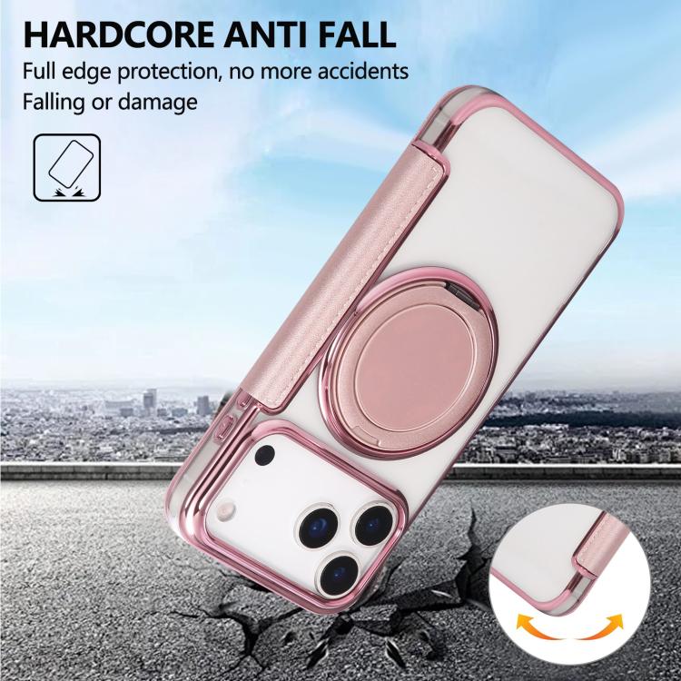 Ultradünner Drehbarer Halter Magnetische Beschichtung Vegane Leder Handyhülle, Für iPhone 17e / 16e, Für iPhone 17 Pro Max, Für iPhone 17 Pro, Für iPhone 17, Für iPhone Air, Für iPhone 16 Pro Max