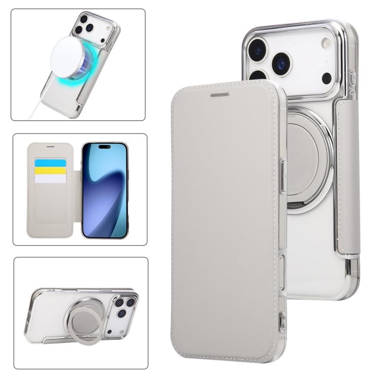 Ultradünner Drehbarer Halter Magnetische Beschichtung Vegane Leder Handyhülle, Für iPhone 17e / 16e, Für iPhone 17 Pro Max, Für iPhone 17 Pro, Für iPhone 17, Für iPhone Air, Für iPhone 16 Pro Max