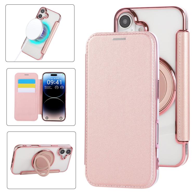 Ultradünner Drehbarer Halter Magnetische Beschichtung Vegane Leder Handyhülle, Für iPhone 17e / 16e, Für iPhone 17 Pro Max, Für iPhone 17 Pro, Für iPhone 17, Für iPhone Air, Für iPhone 16 Pro Max