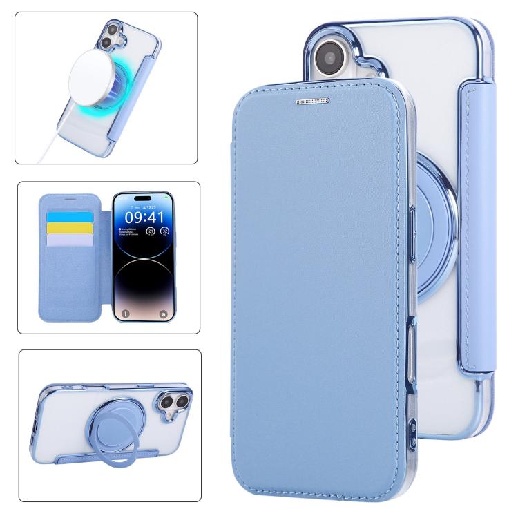 Ultradünner Drehbarer Halter Magnetische Beschichtung Vegane Leder Handyhülle, Für iPhone 17e / 16e, Für iPhone 17 Pro Max, Für iPhone 17 Pro, Für iPhone 17, Für iPhone Air, Für iPhone 16 Pro Max